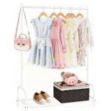 Kids Clothing Rack, Metal Storage Shelf, White