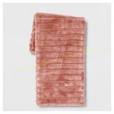 Threshold Textured Faux Fur Throw Blanket Pink