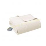 62x84 in. Electric Fleece Ivory Twin Blanket