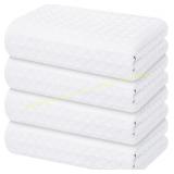 Homaxy Microfiber Waffle Towels, 4 Pack, White