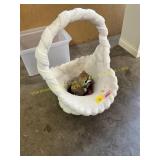 Concrete basket with raccoon