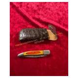 Damascus Pocket Knife with Sheath