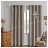 Blackout Linen Curtains 84" Beige 2 Panels Set