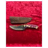 Damascus Hunting Knife with Sheath