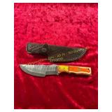 Damascus Hunting Knife with Sheath
