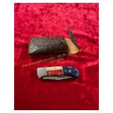 Damascus Pocket Knife with Sheath