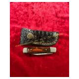 Damascus Pocket Knife with Sheath