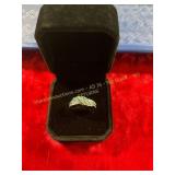 Elegant Twisted Design Blue Gem Ring Size 6