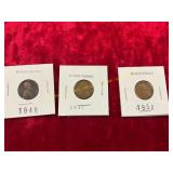 1940, 1944 + 1950 Wheat Pennies