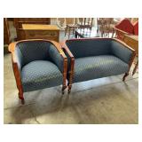 Antique blue love seat and matching chair