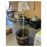 Floor lamp, half whiskey barrel