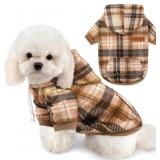 Dog Basic Hoodie for Large Dogs (Khaki Plaid)