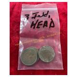 2ct 1898 + 1ct 1909 Indian Head Pennies