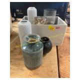 Bin with Assorted Vases