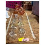 Carnival Glass Glasses + Candle Holders