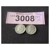 Uncirculated 1960 D and 1954 Roosevelt silver