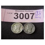 1937 and 1943 Mercury silver dimes