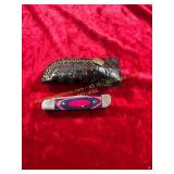 Damascus Pocket Knife with Sheath