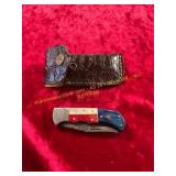 Damascus Pocket Knife with Sheath