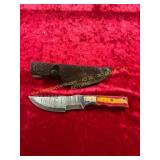 Damascus Hunting Knife with Sheath