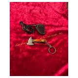 Damascus Keychain/ Pendant Knife with Sheath