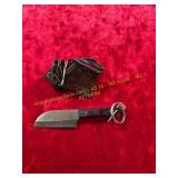 Damascus Keychain/ Pendant Knife with Sheath