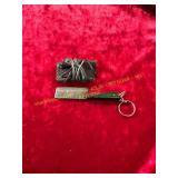 Damascus Keychain/ Pendant Knife with Sheath