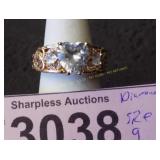 Simulated diamond ring with heart  Size 9