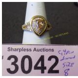 Simulated citrine and diamond ring  Size 8