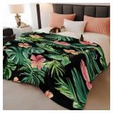 Spring Pink Floral Throw Blanket