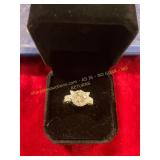 .925 Sterling Silver Cat Design Size 6 Ring