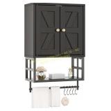 Farmhouse Medicine Cabinet: 3-Tier Black