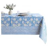 ATOSII Azora Blue Cotton Tablecloth 60x108