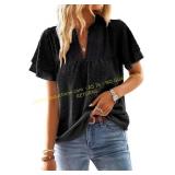 Womens Butterfly Sleeve V-Neck Blouse