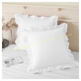 KKJIAF Ruffle Pillow Cases 18x18 PINK 2pc