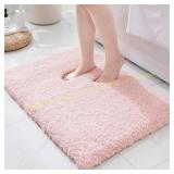 ILANGO Pink Bathroom Rug 24x17 Non Slip Mat