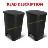 Glad 2 Pack 20 Gal Trash Can with Pedal, Black