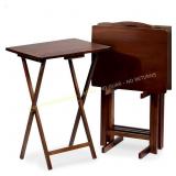 PJ Wood 5-Piece Folding Table Set with Trays