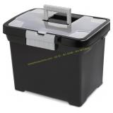 Plastic Storage Bin Portable File Box, Black