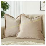 JUSPURBET Velvet Fringe Pillow Covers 20x20
