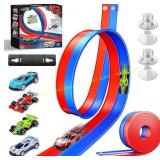 Double Lane Race Car Track with Suction Cups