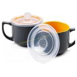 Ceramic Soup Bowls with Vented Lid (2pcs)