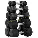 Fitvids Rubber Hex Dumbbell Set