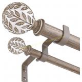 Boho Wood Double Curtain Rod 36 72"