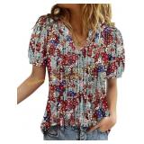 ROSELINLIN Floral Short Sleeve Tunic Top