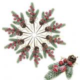 Red Berry Stems: Floral Pine Cones 10PCS