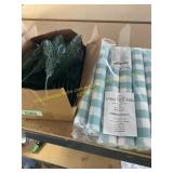 6pk light blue gingham placemats & decor plants