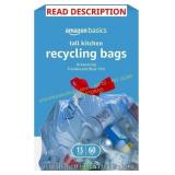 Amazon Basics Blue Recycling Trash Bags, 13 gal