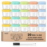 DRKIO 20 Pack 4oz Glass Baby Food Jars