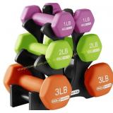 HolaHatha Neoprene Dumbbell Set with Rack
